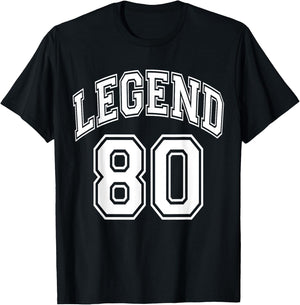 Legend 80 Number Varsity Team - 80th Birthday & 80 Years Old T-Shirt - T-Shirt | Black