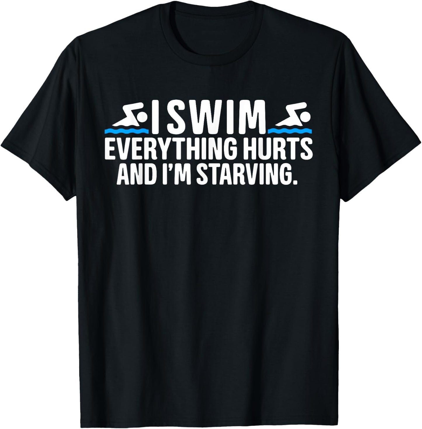 Funny Humor Swimming Swimmer Saying -Kids, Girls Black Small Modern Funny Swim Short Sleeve Swimming Sports T-Shirt - T-Shirt | Black