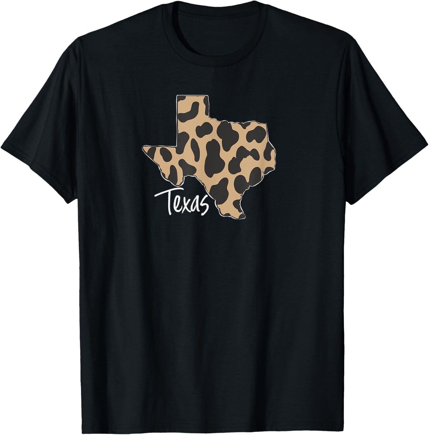 Home State of Texas Leopard Print Design T-Shirt - T-Shirt | Black