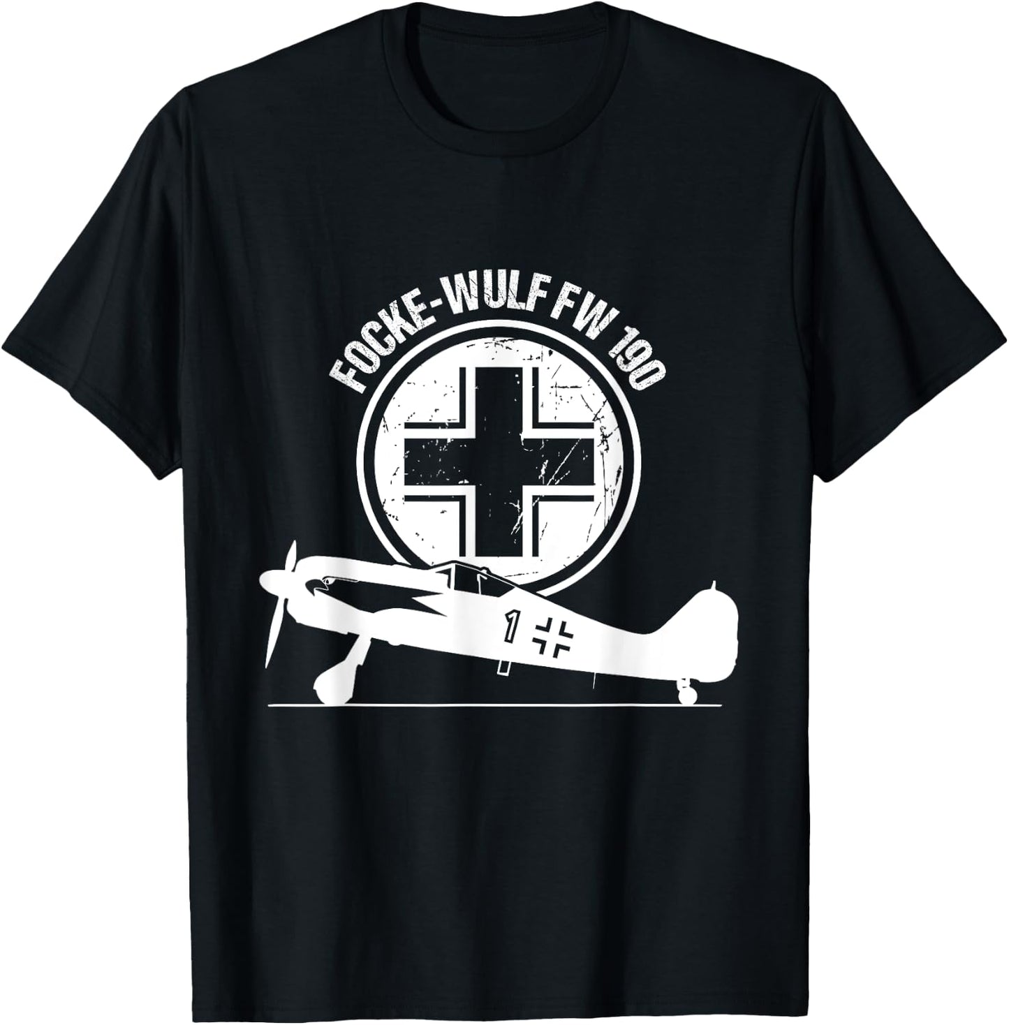 Focke Wulf FW 190 Luftwaffe Warbird Fighter Aircraft Gift T-Shirt - T-Shirt | Black