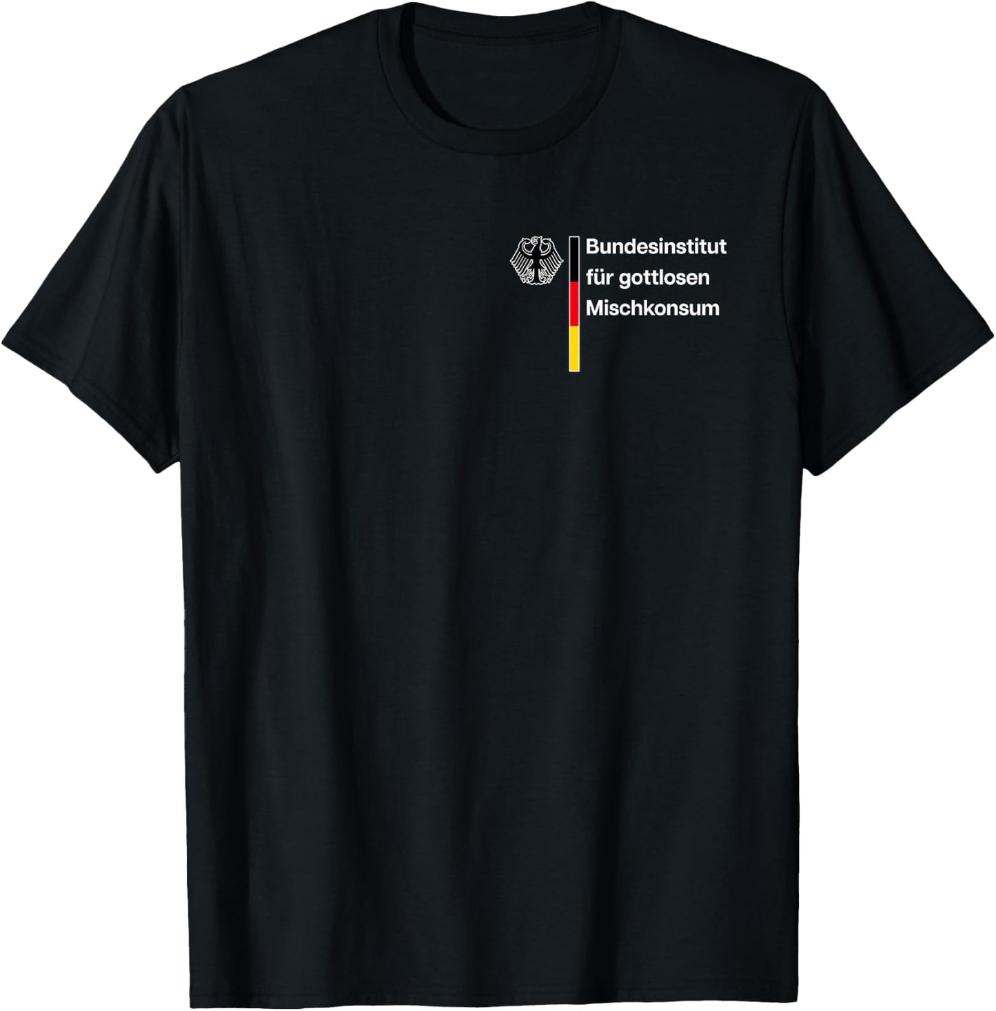 BUNDESINSTITUT FÜR GOTTLOSEN MISCHKONSUM - Gottloser Ironie Schwarz S Bier- Klassisch geschnitten Crew-Kragen Kurzarm -Erwachsene Klein T-Shirt - T-Shirt | Black