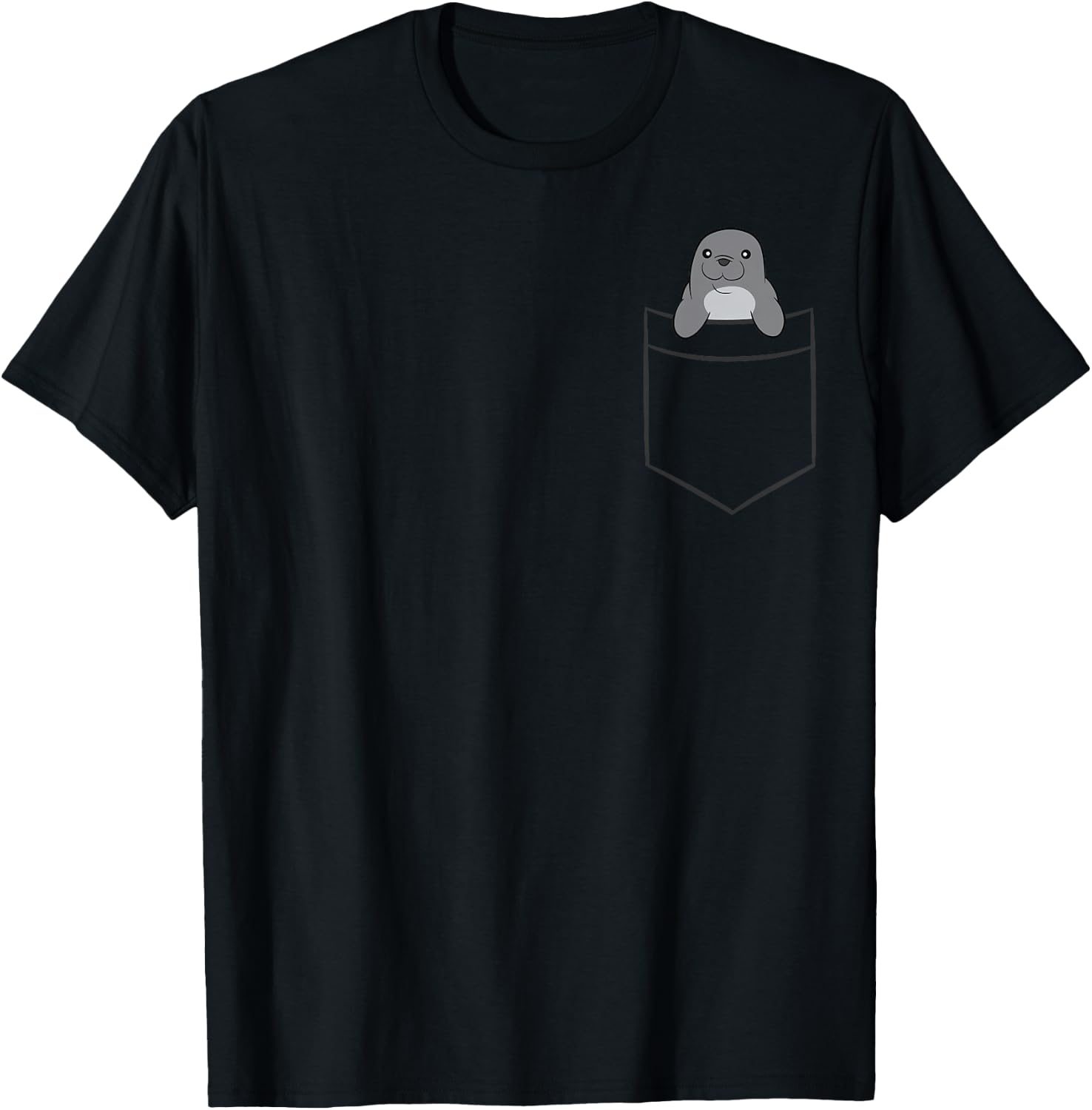 Seal In A Pocket Ocean Animal Funny Seal T-Shirt - T-Shirt | Black