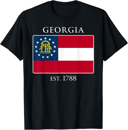 Georgia Flag 4th US State 1788 Georgian T-Shirt - T-Shirt | Black