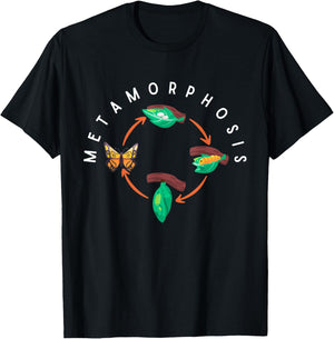 Funny Butterfly Lifecycle Metamorphosis Monarch Butterfly T-Shirt - T-Shirt | Black