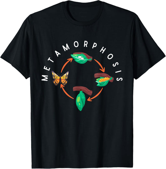 Funny Butterfly Lifecycle Metamorphosis Monarch Butterfly T-Shirt - T-Shirt | Black