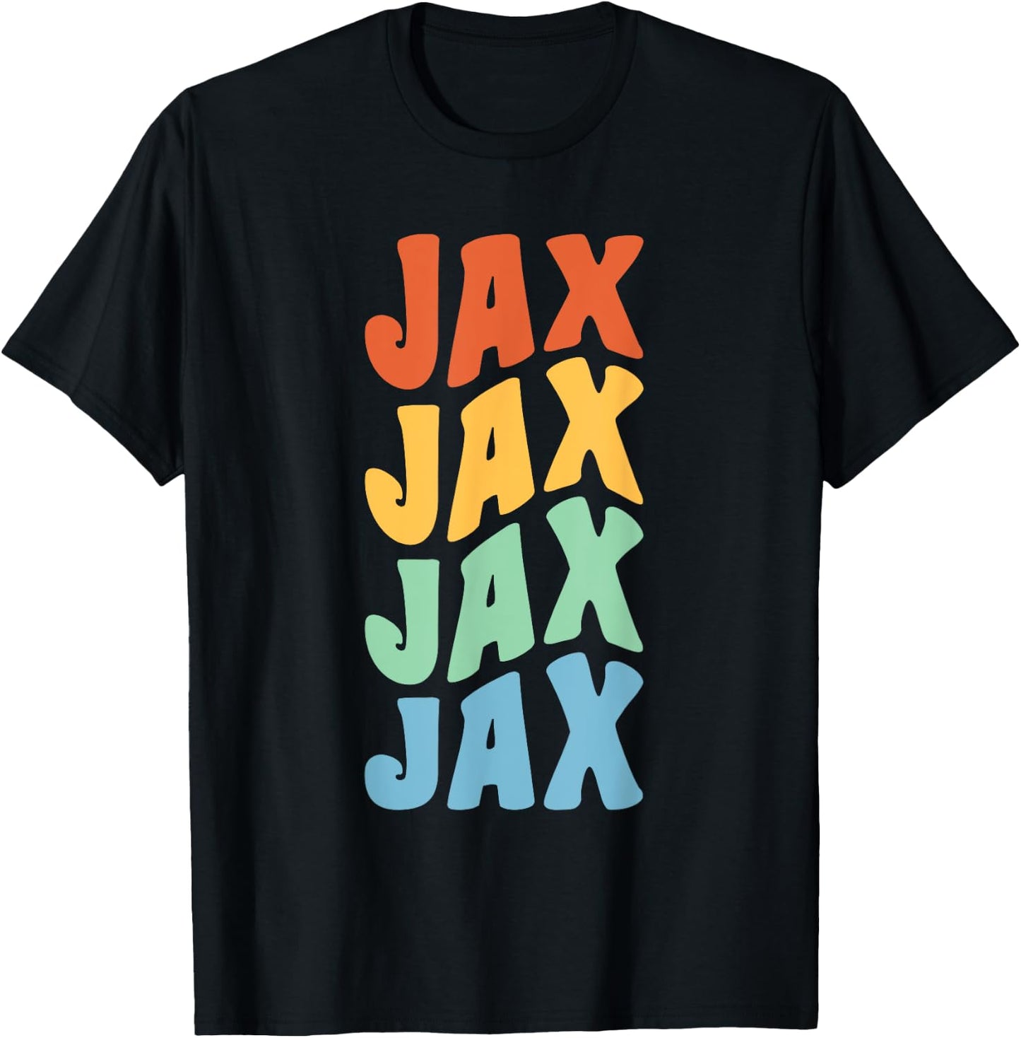 Jax First Name Retro Groovy Personalized T-Shirt - T-Shirt | Black