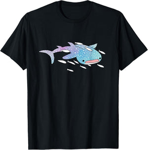 Cute Kawaii Aesthetic Blue Whale Shark Ocean Gift T-Shirt - T-Shirt | Black