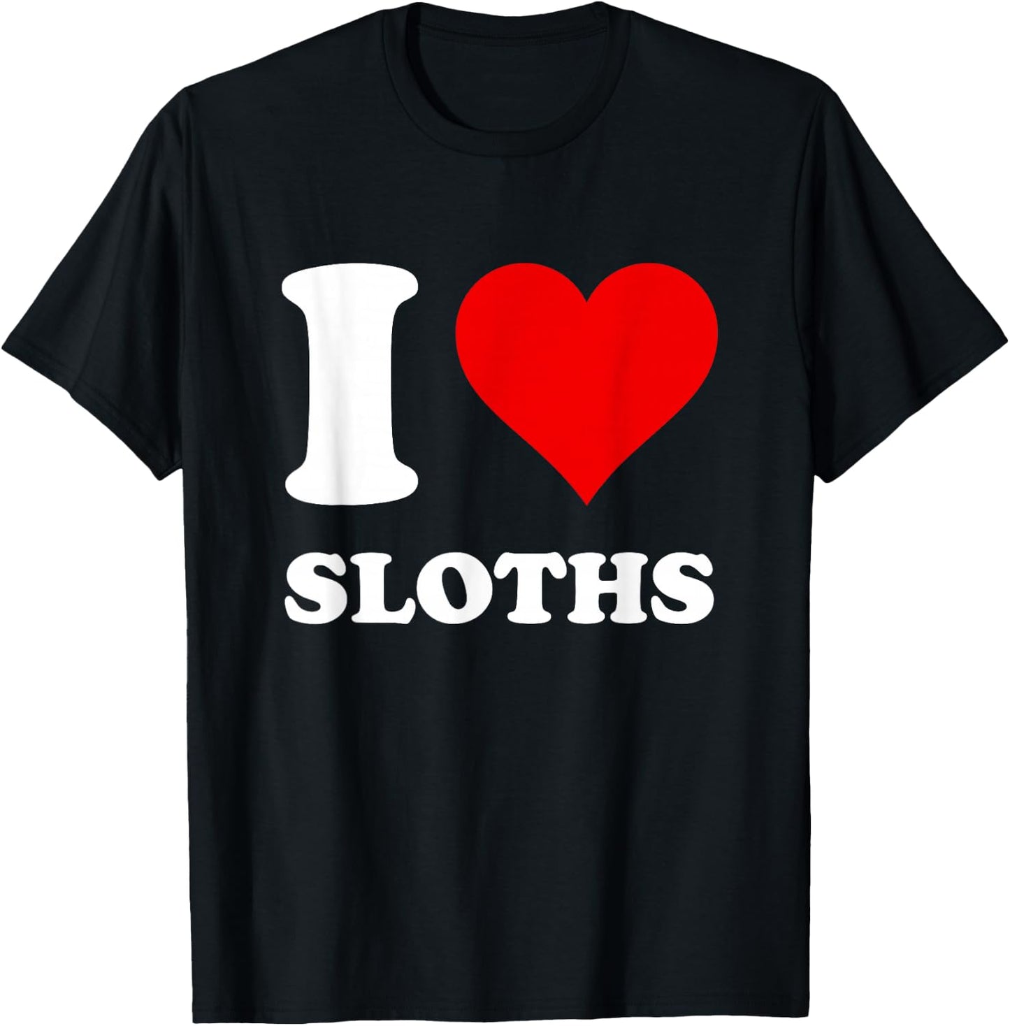 Red Heart I Love Sloths T-Shirt - T-Shirt | Black