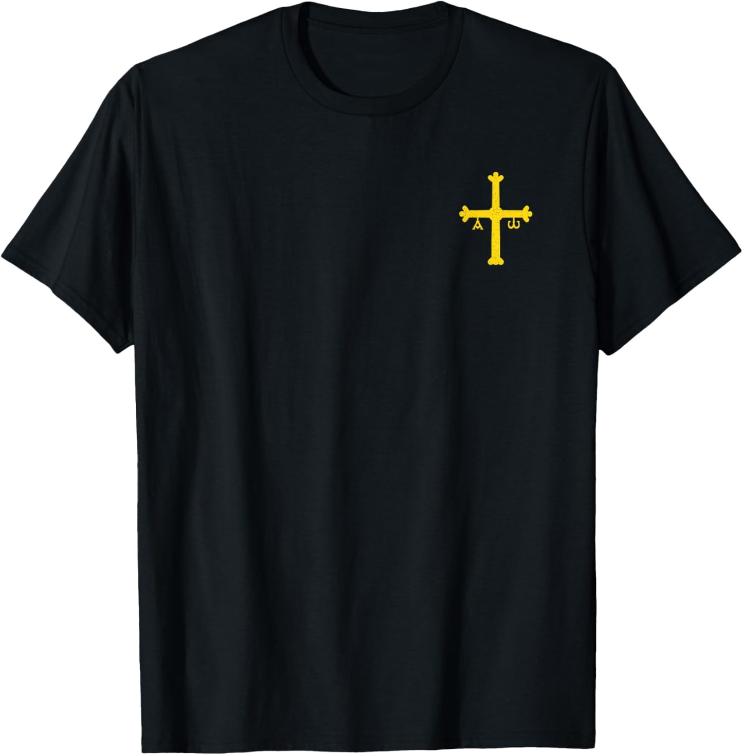 Asturias Spain Flag Victory Cross Symbol Cruz De La Victoria T-Shirt - T-Shirt | Black