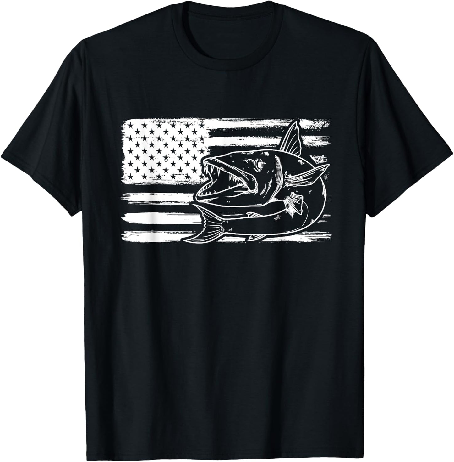 Distressed Barracuda Commersons sea pike Barra fishing T-Shirt - T-Shirt | Black