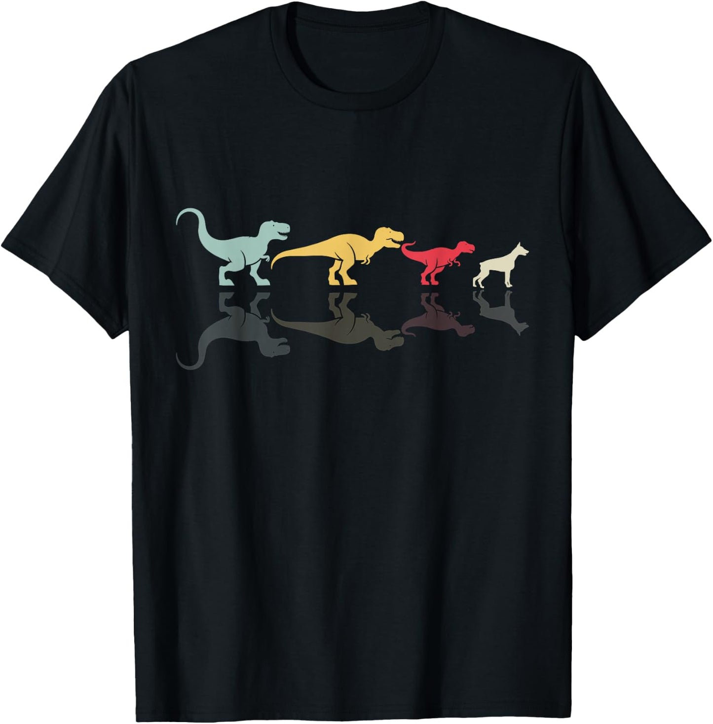 Dinosaur Doberman Evolution Fun Paleontology T-Shirt - T-Shirt | Black