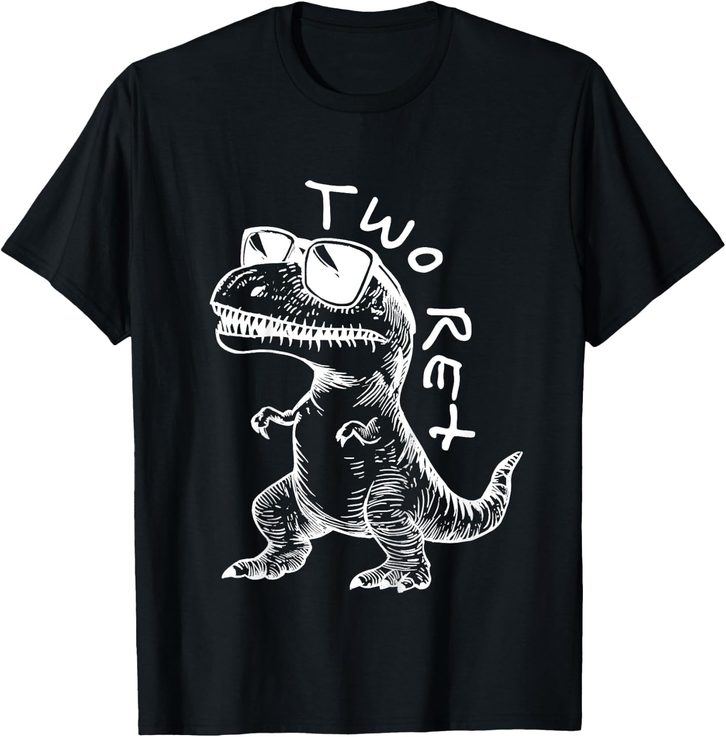 Kids Two Rex 2nd Birthday Gifts Second Dinosaur Boy 2 Years Old T-Shirt - T-Shirt | Black