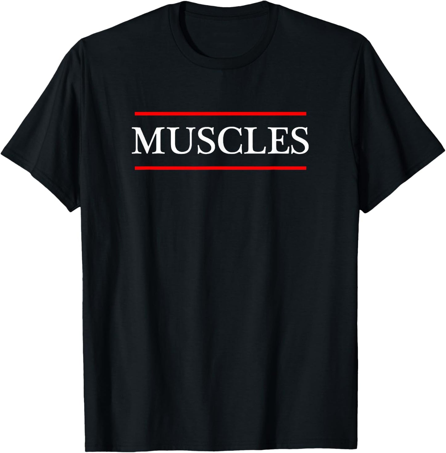 that says the Word - MUSCLES - on it | Adult Youth T-Shirt - T-Shirt | Black