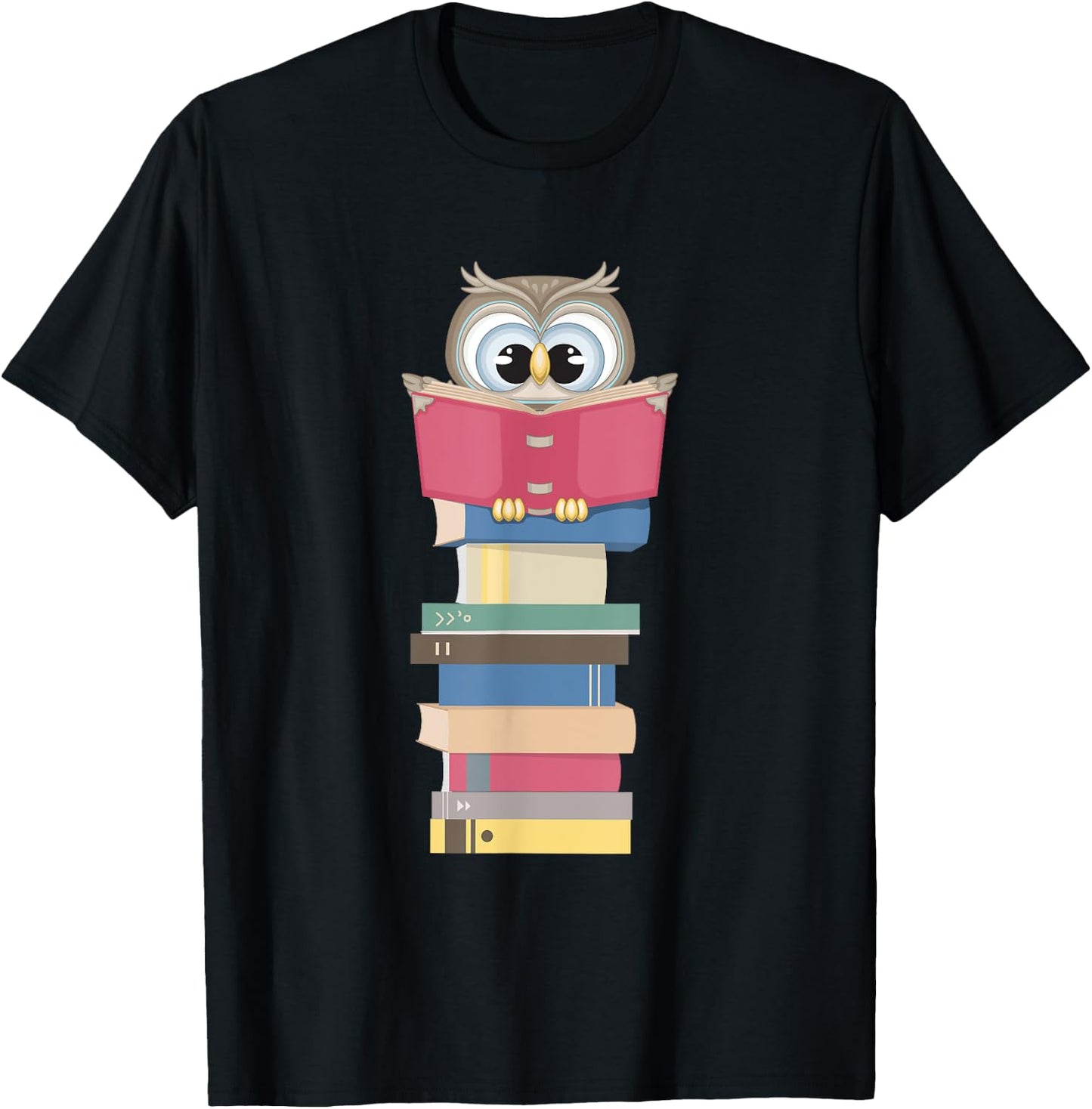 Kawaii Owl Reads Book - Reading Bookworm Library Book Lover T-Shirt - T-Shirt | Black