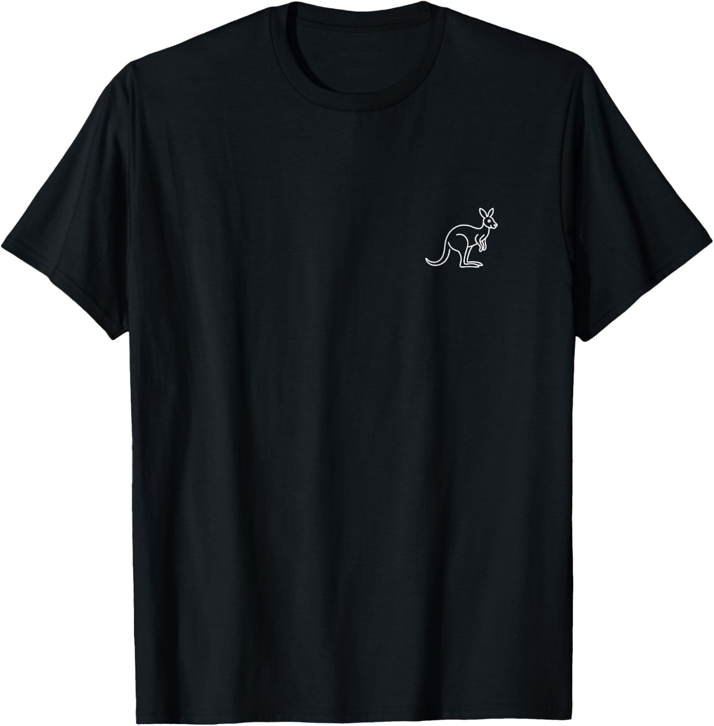 Kangaroo Minimalist Badge Patch Line Art T-Shirt - T-Shirt | Black