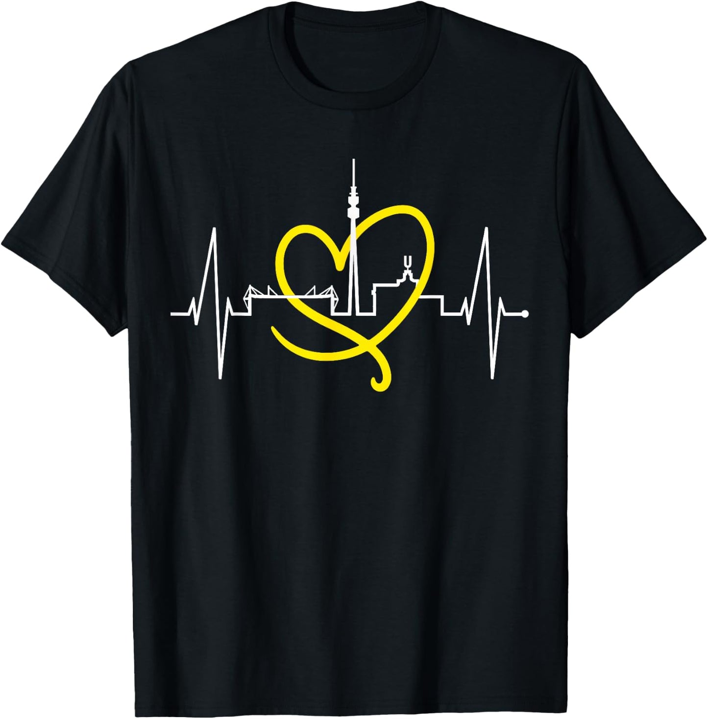 Dortmund Heartbeat Skyline Puls Ruhrpott Stadion Dortmunder , black T-Shirt - T-Shirt | Black