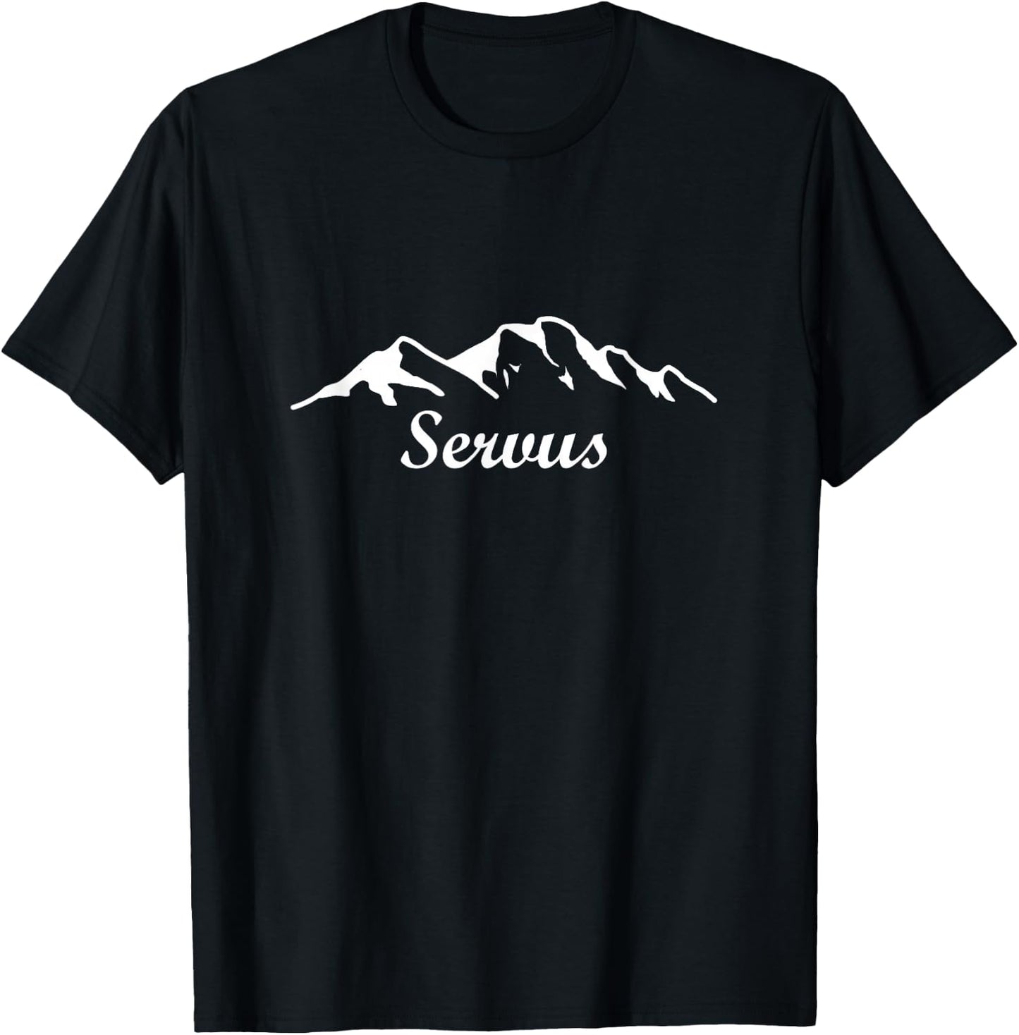 Mountain Design Servus Heartbeat for Mountains Mountain Greeting Hiking T-Shirt - T-Shirt | Black