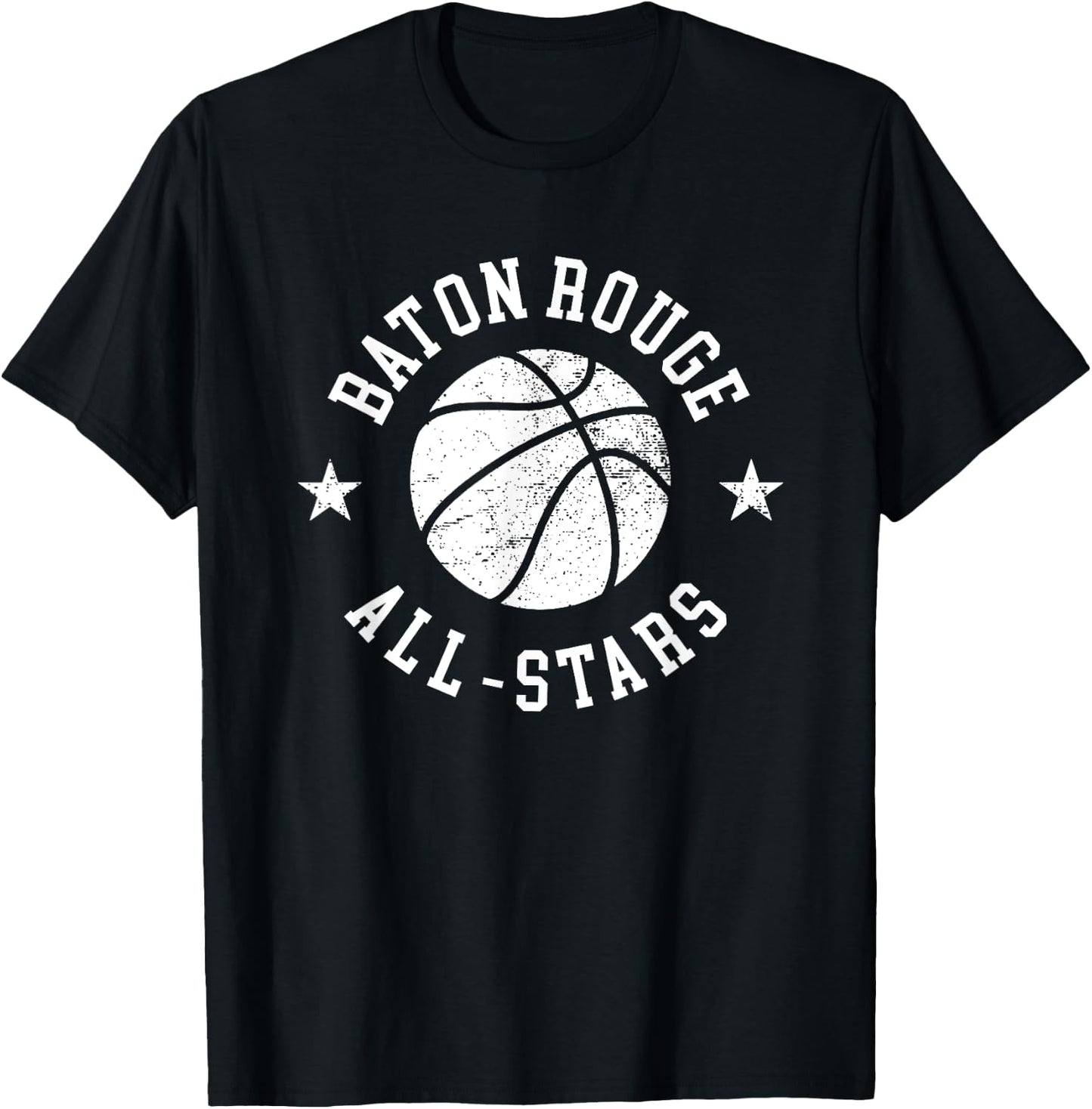 Baton Rouge Vintage All-Stars Retro 80s Basketball T-Shirt - T-Shirt | Black