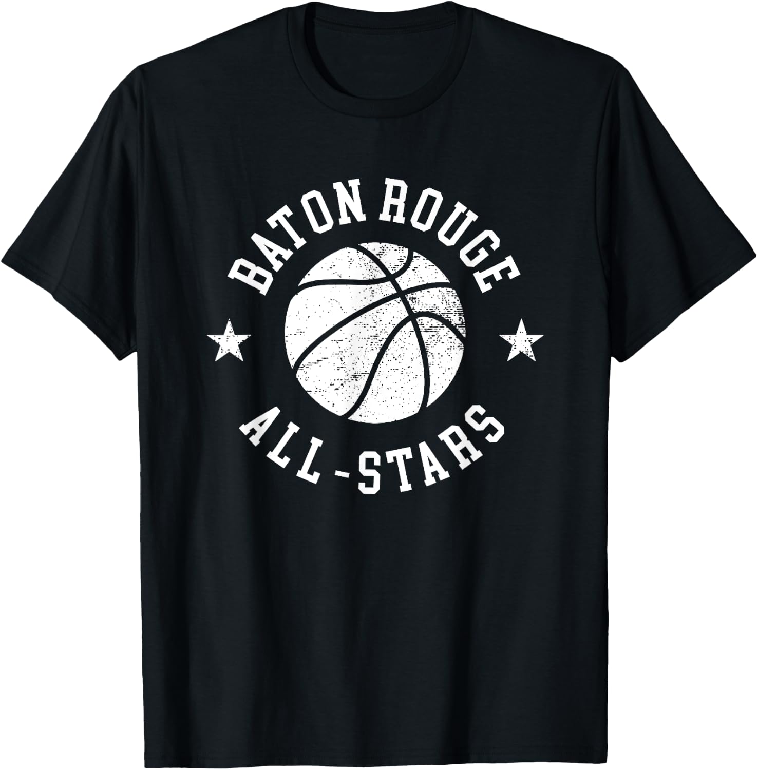 Baton Rouge Vintage All-Stars Retro 80s Basketball T-Shirt - T-Shirt | Black