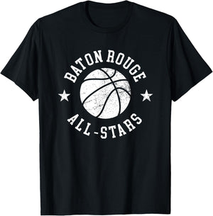 Baton Rouge Vintage All-Stars Retro 80s Basketball T-Shirt - T-Shirt | Black