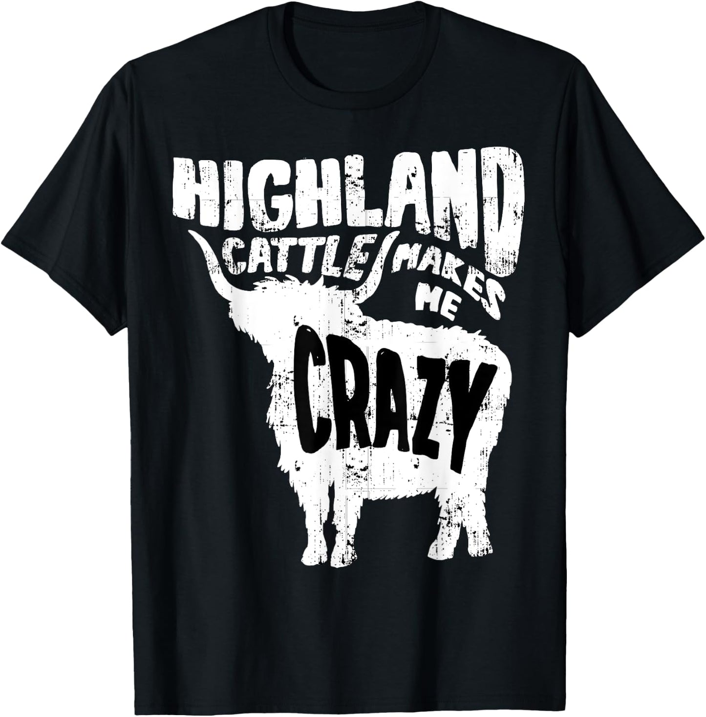 Scottish Cattle Hairy Cow Farmer Rancher Funny Highland Cow T-Shirt - T-Shirt | Black