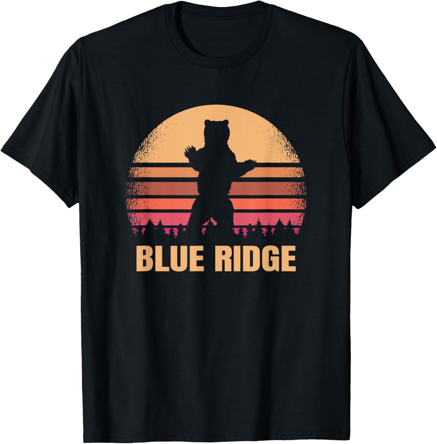 Blue Ridge Georgia Vintage Bear Distressed 70s 80s GA Sunset T-Shirt - T-Shirt | Black