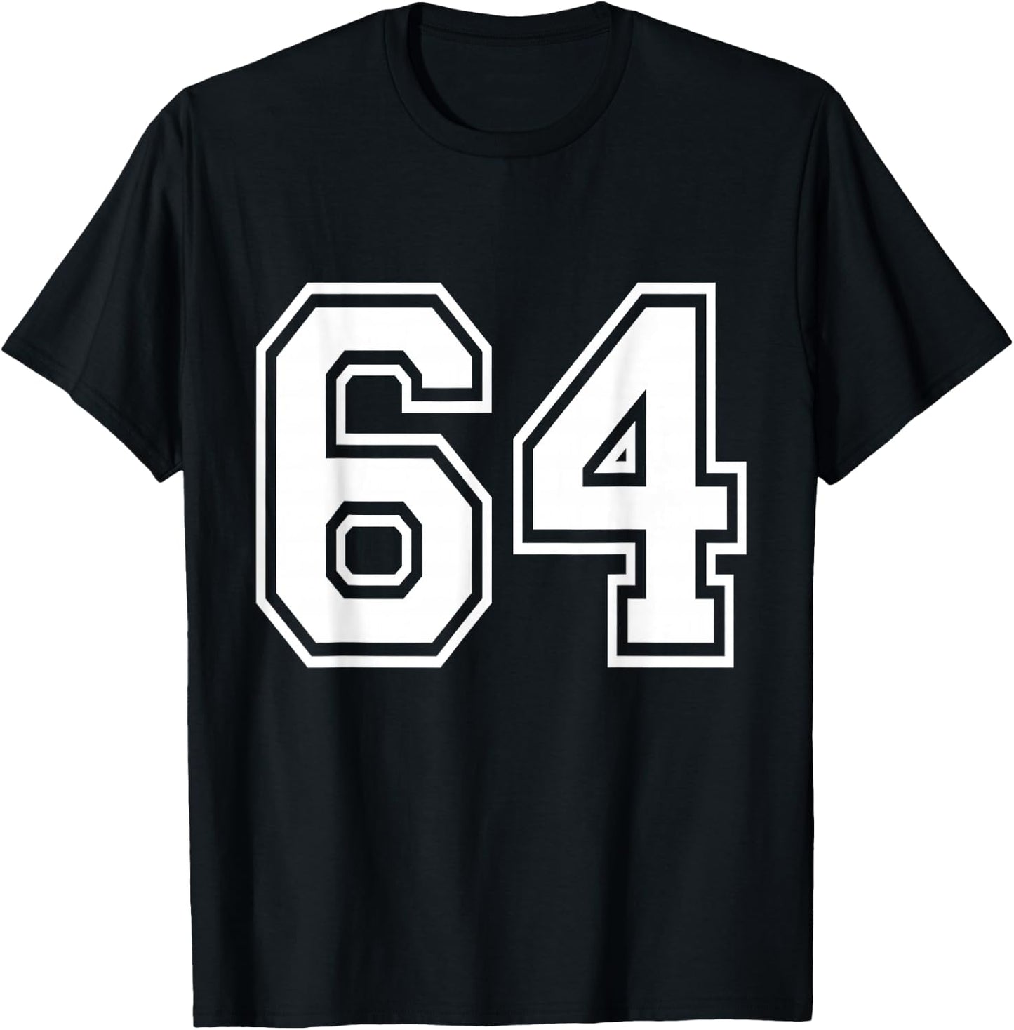 Number 64 Front + Back Varsity Sports Team 64th Birthday T-Shirt - T-Shirt | Black