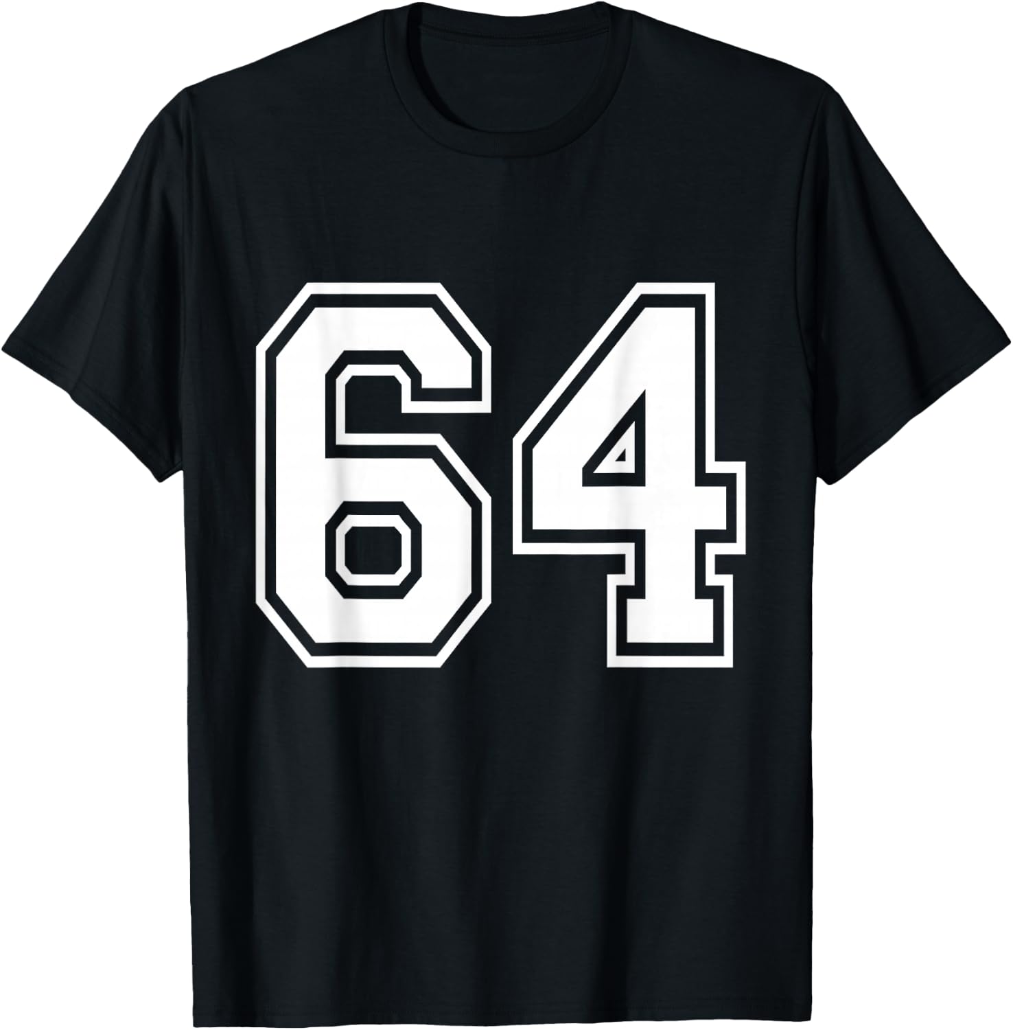 Number 64 Front + Back Varsity Sports Team 64th Birthday T-Shirt - T-Shirt | Black