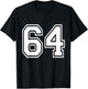 Number 64 Front + Back Varsity Sports Team 64th Birthday T-Shirt - T-Shirt | Black