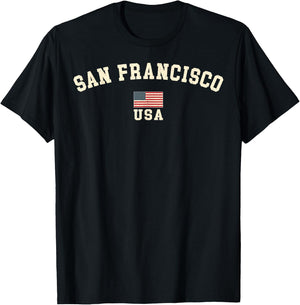 Vintage San Francisco USA Flag Souvenir Retro T-Shirt - T-Shirt | Black