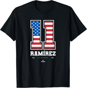 Jose Ramirez - US Flag Number T-Shirt - T-Shirt | Black