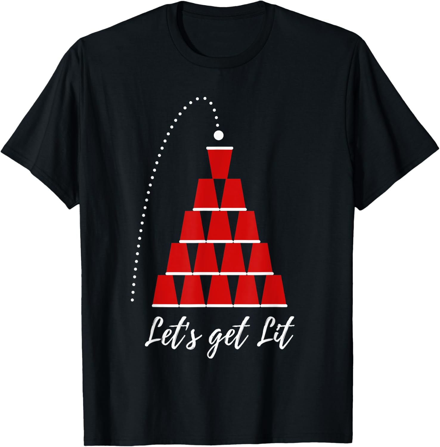 Let's Get Lit Beer Pong Christmas Xmas Shirt T-Shirt - T-Shirt | Black