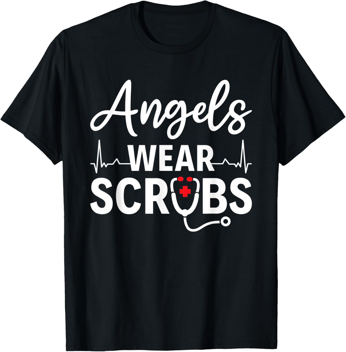 Angels Wear Scrubs Homecare Nurse T-Shirt - T-Shirt | Black