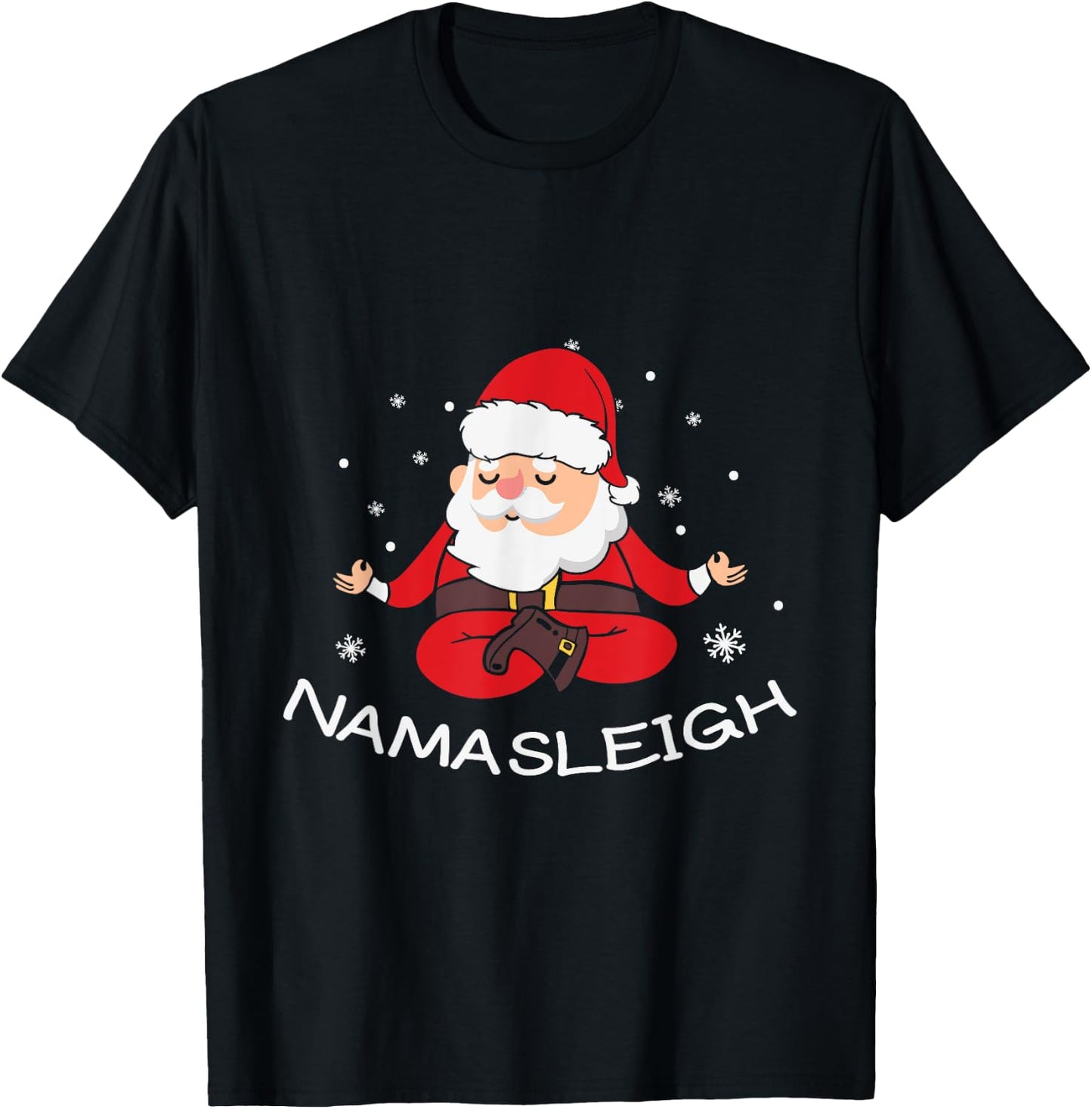 Nama-sleigh Namasleigh Funny Santa Yoga Christmas Lotus Pose T-Shirt - T-Shirt | Black
