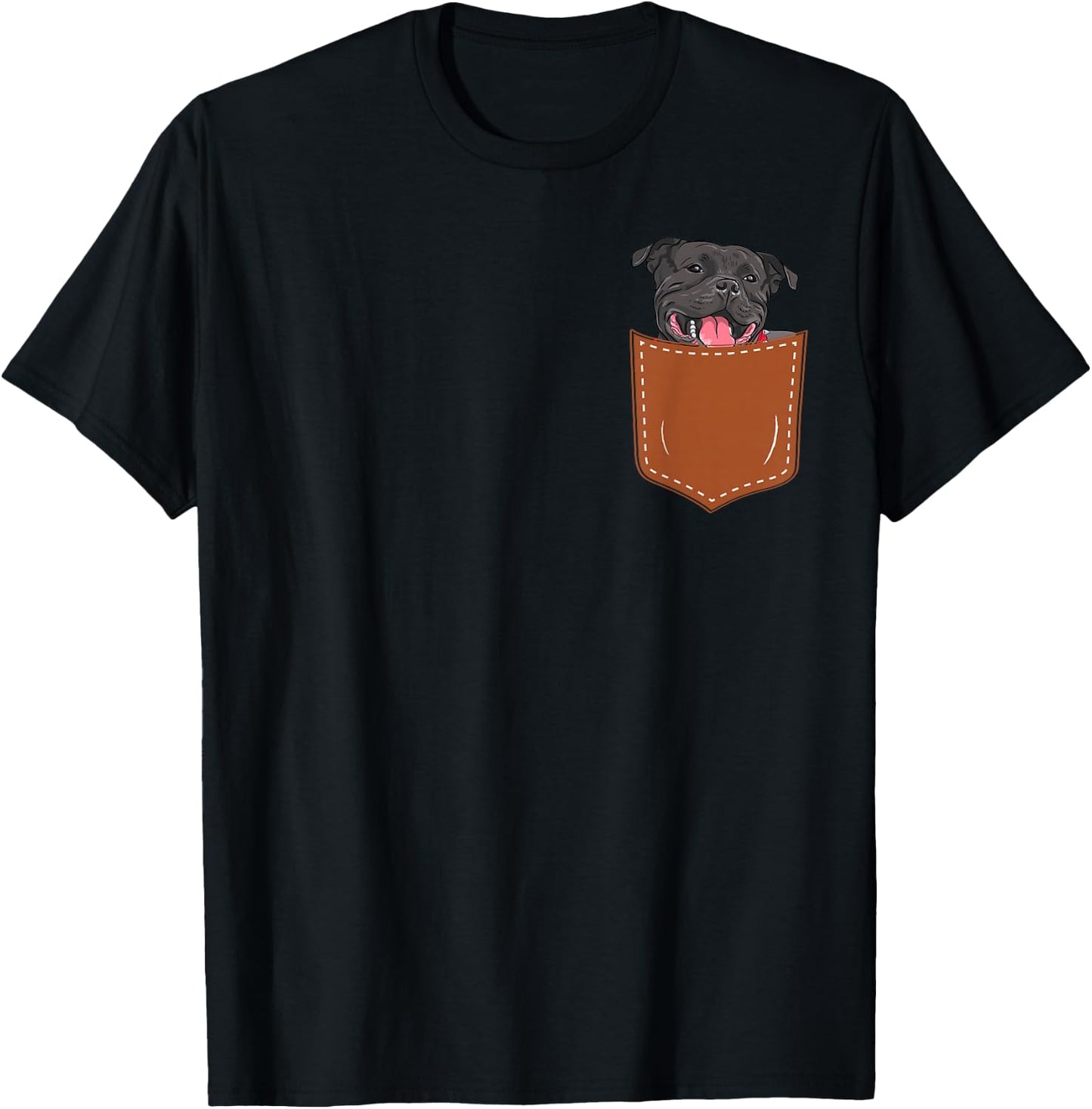 Funny Staffordshire Bull Terrier Dog in My Pocket,Staffordsh T-Shirt - T-Shirt | Black