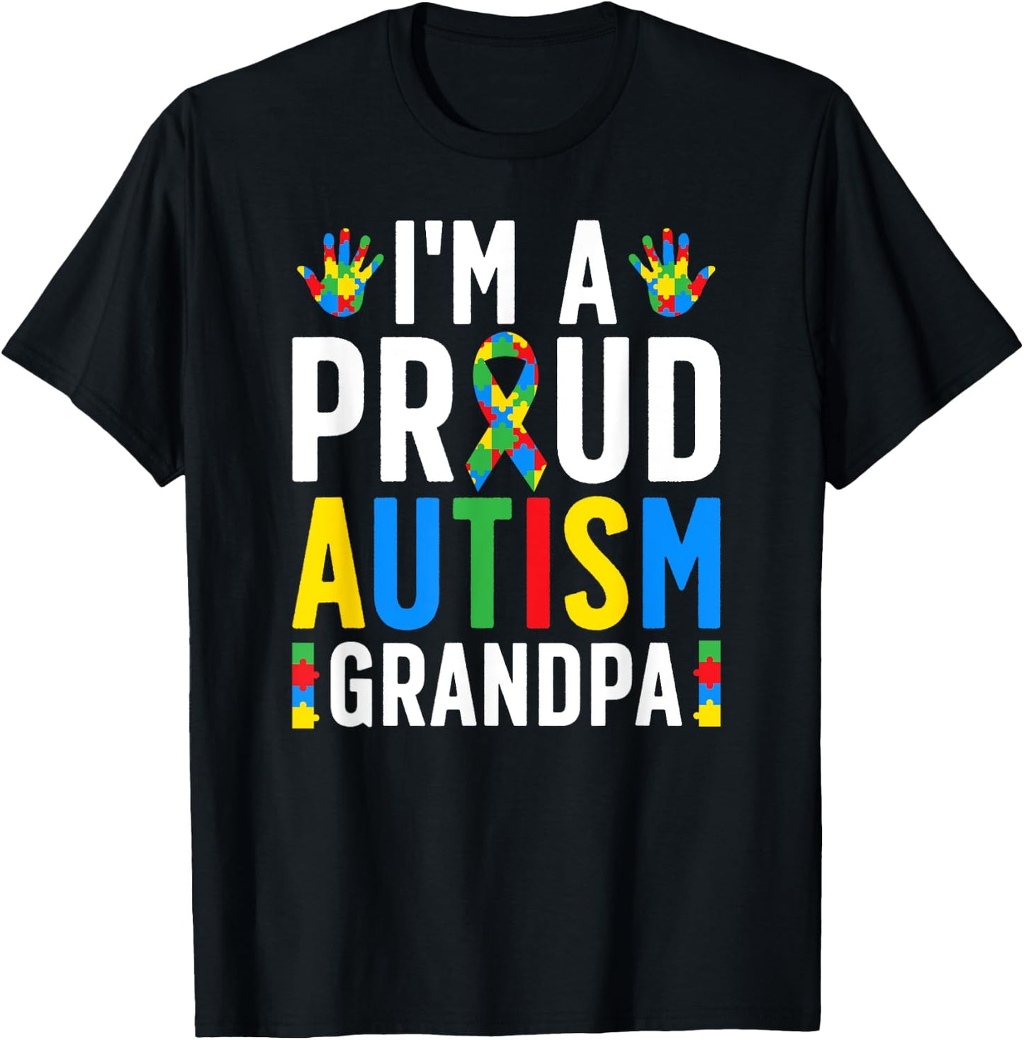 I'm A Proud Autism Grandpa Autism Awareness For Grandpa T-Shirt - T-Shirt | Black
