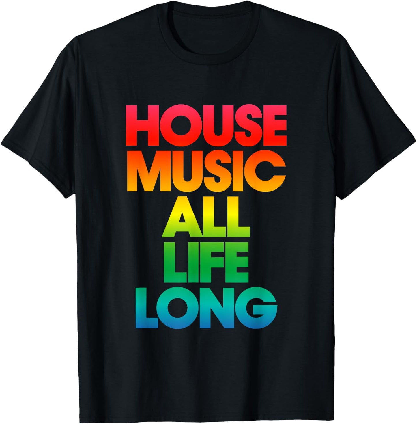 Defected House Music All Life Long Rainbow Print T-Shirt - T-Shirt | Black