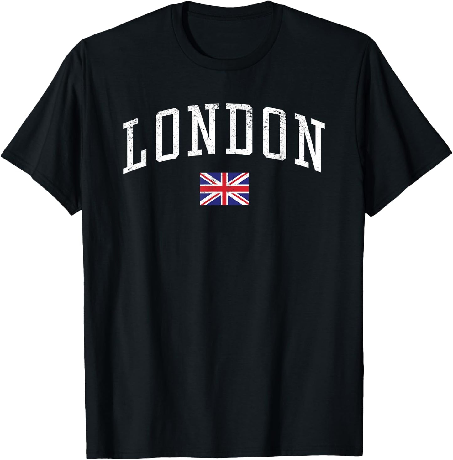 Vintage London England Country Flag Souvenir Vacation T-Shirt - T-Shirt | Black