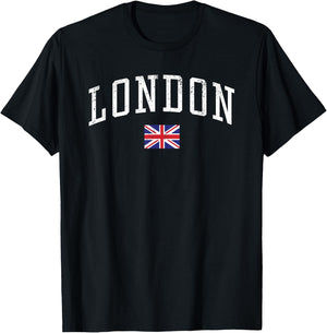 Vintage London England Country Flag Souvenir Vacation T-Shirt - T-Shirt | Black