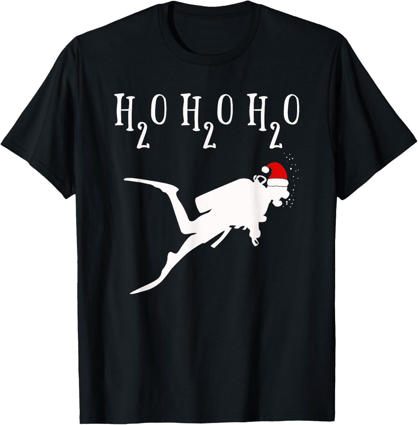 Funny Christmas Diving H2O H2O H2O Pun Scuba T-Shirt - T-Shirt | Black