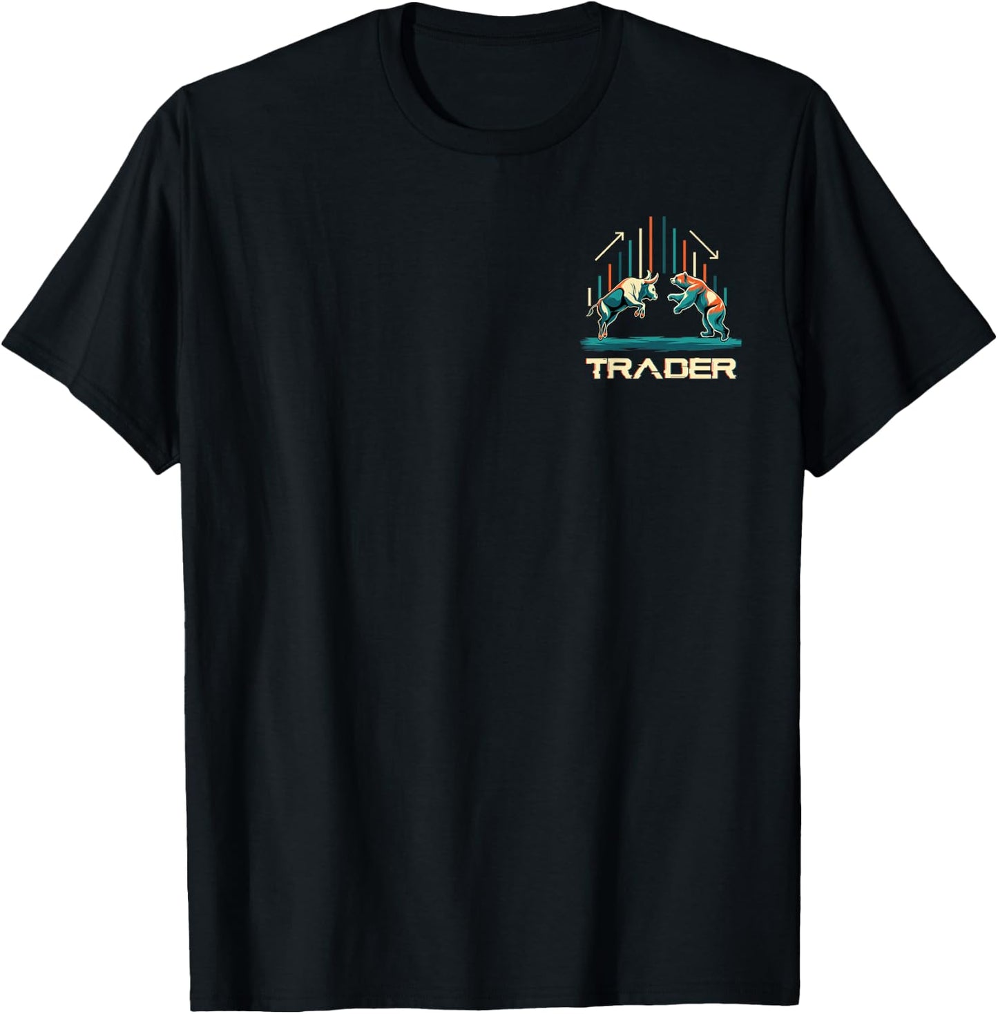 Bull and Bear Trader Stock Market Minimalist T-Shirt - T-Shirt | Black