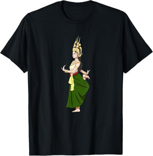 Cambodia Cambodian Khmer Apsara Traditional Dance Temple T-Shirt - T-Shirt | Black