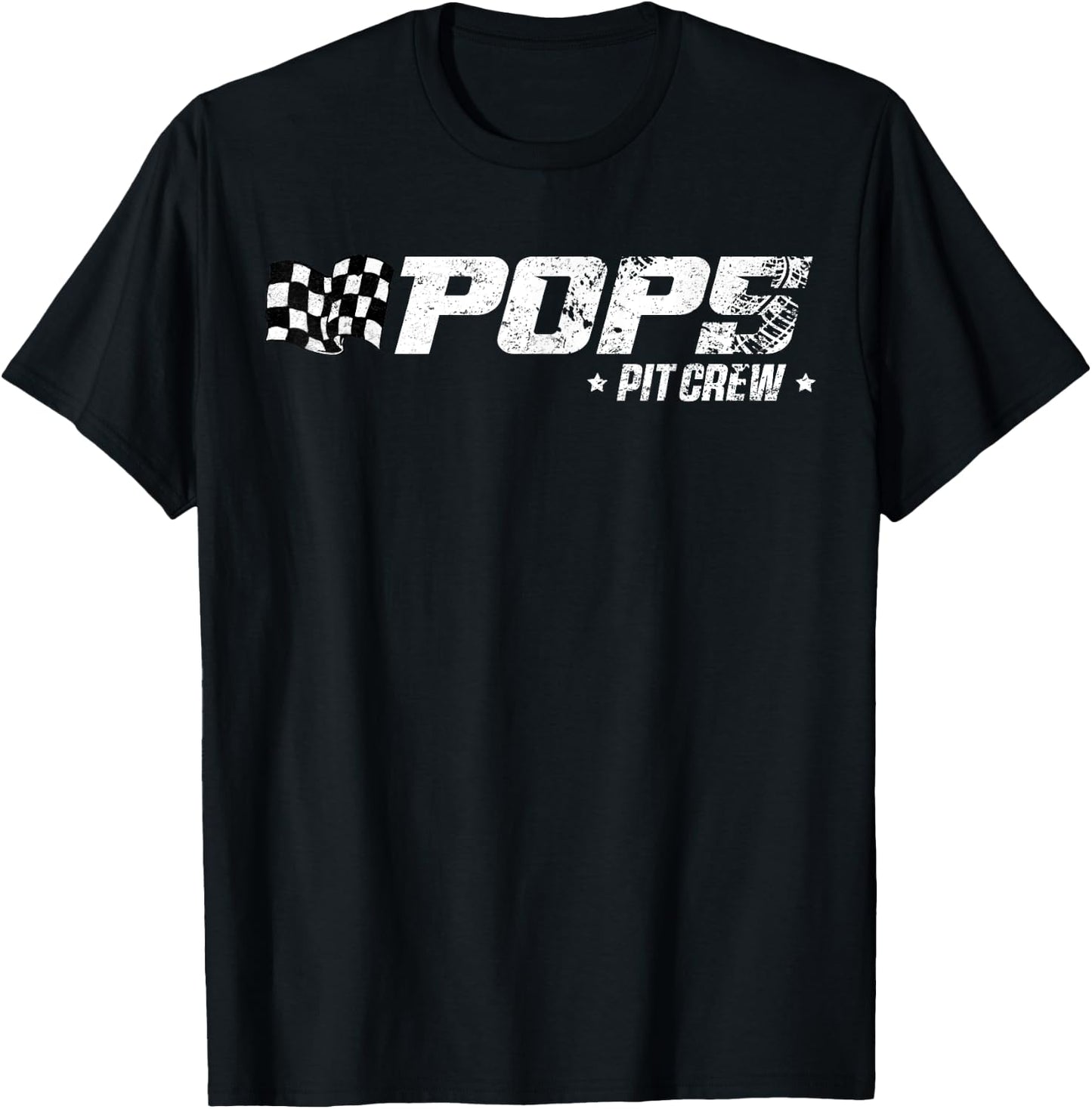 Pops Pit Crew Race Car Birthday Family Racing T-Shirt - T-Shirt | Black