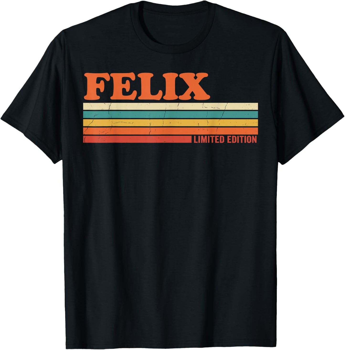 Felix Retro Personalized First Name Vintage Stripes T-Shirt - T-Shirt | Black