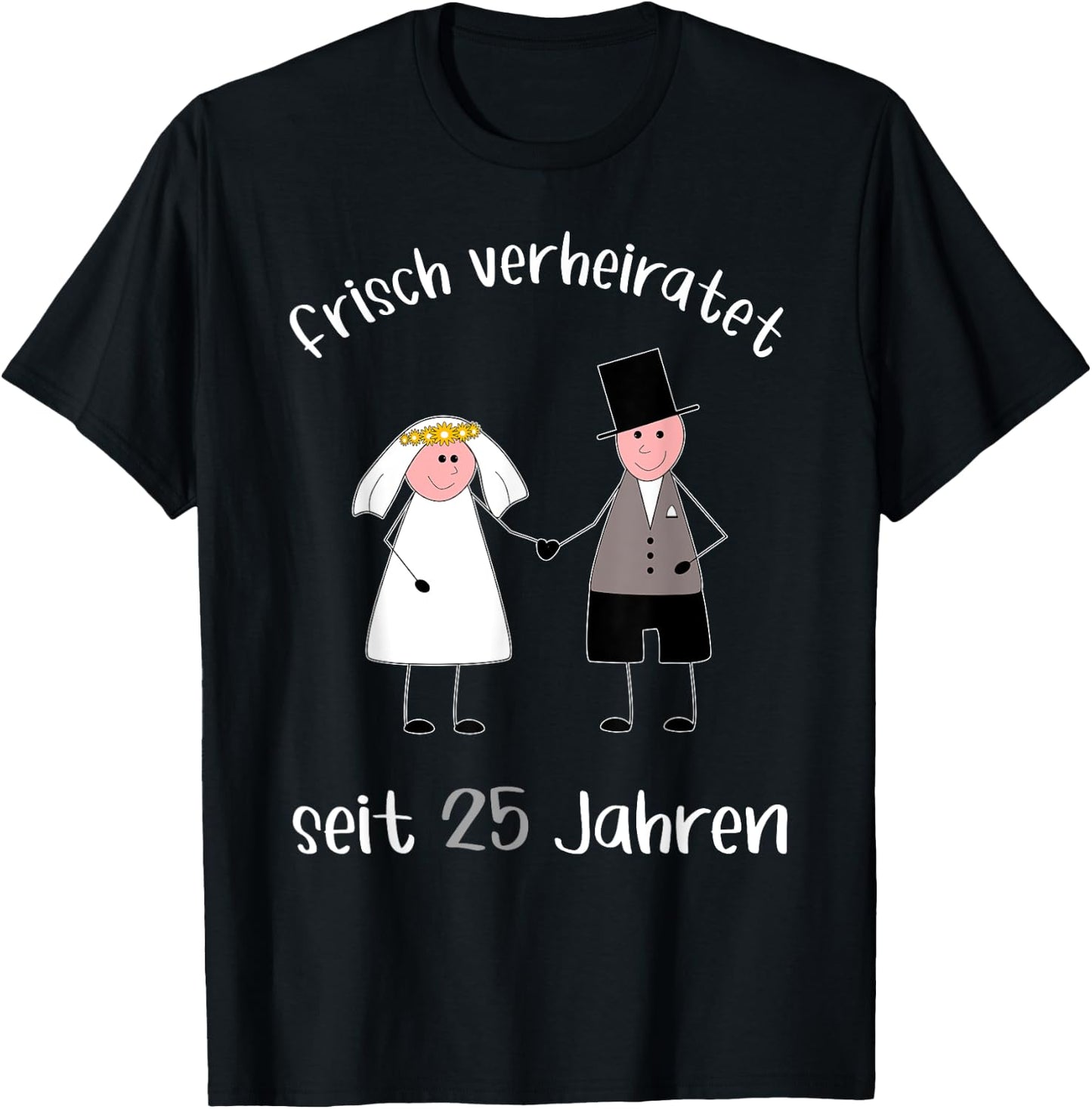 Frisch verheiratet seit 25 Jahren Silberhochzeit T-Shirt - T-Shirt | Black