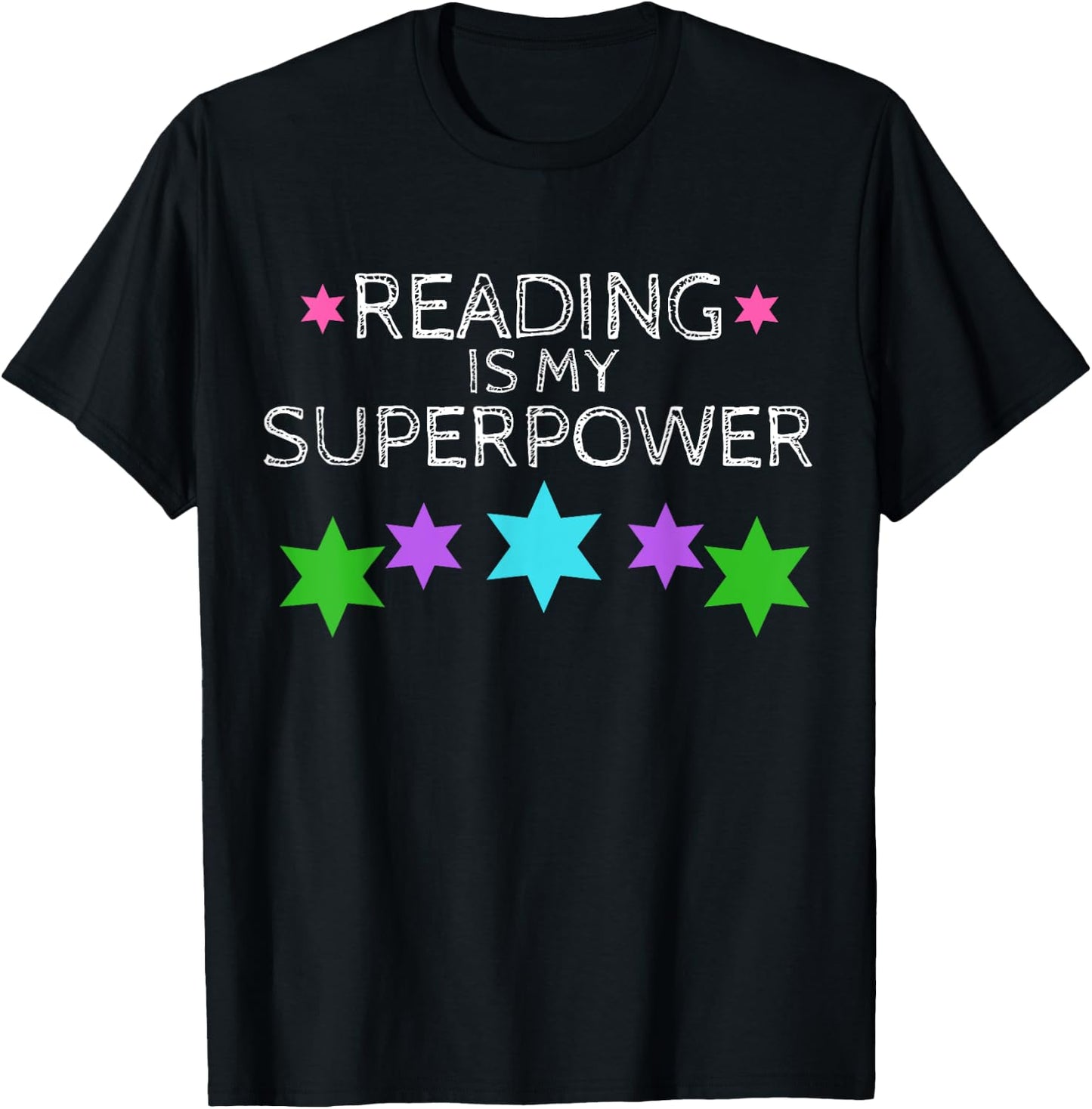 Reading is My Superpower Boy Girl Book Lover Reader T Shirt T-Shirt - T-Shirt | Black