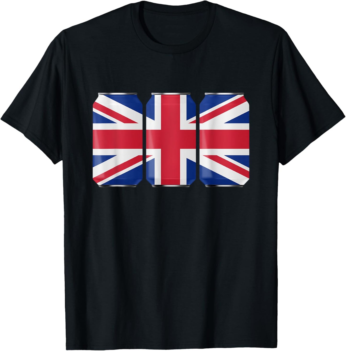 Patriotic Beer Cans England UK w/ British Flag T-Shirt - T-Shirt | Black