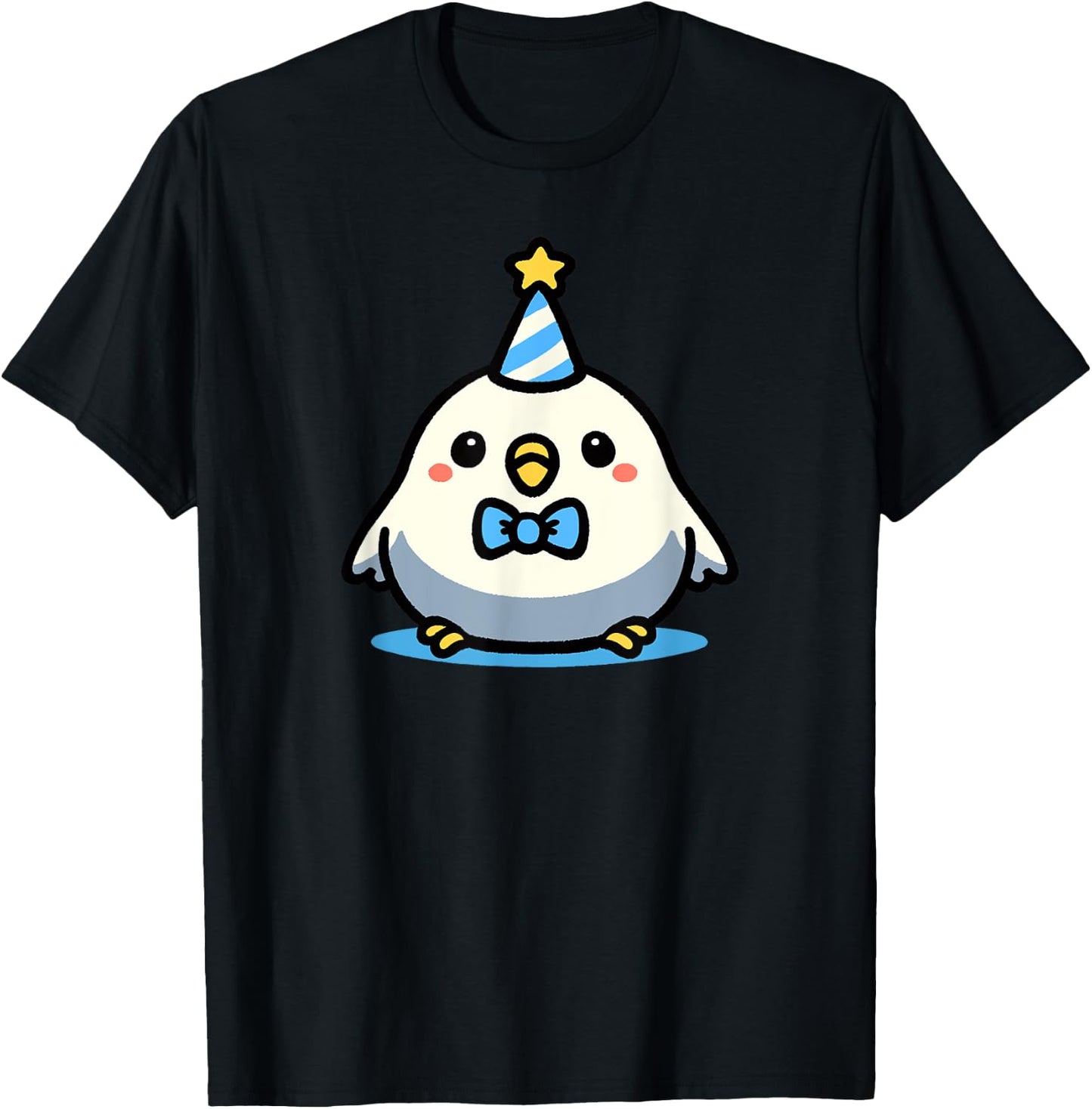 Kawaii Party Budgie Art Cute Parakeet Doodle T-Shirt - T-Shirt | Black