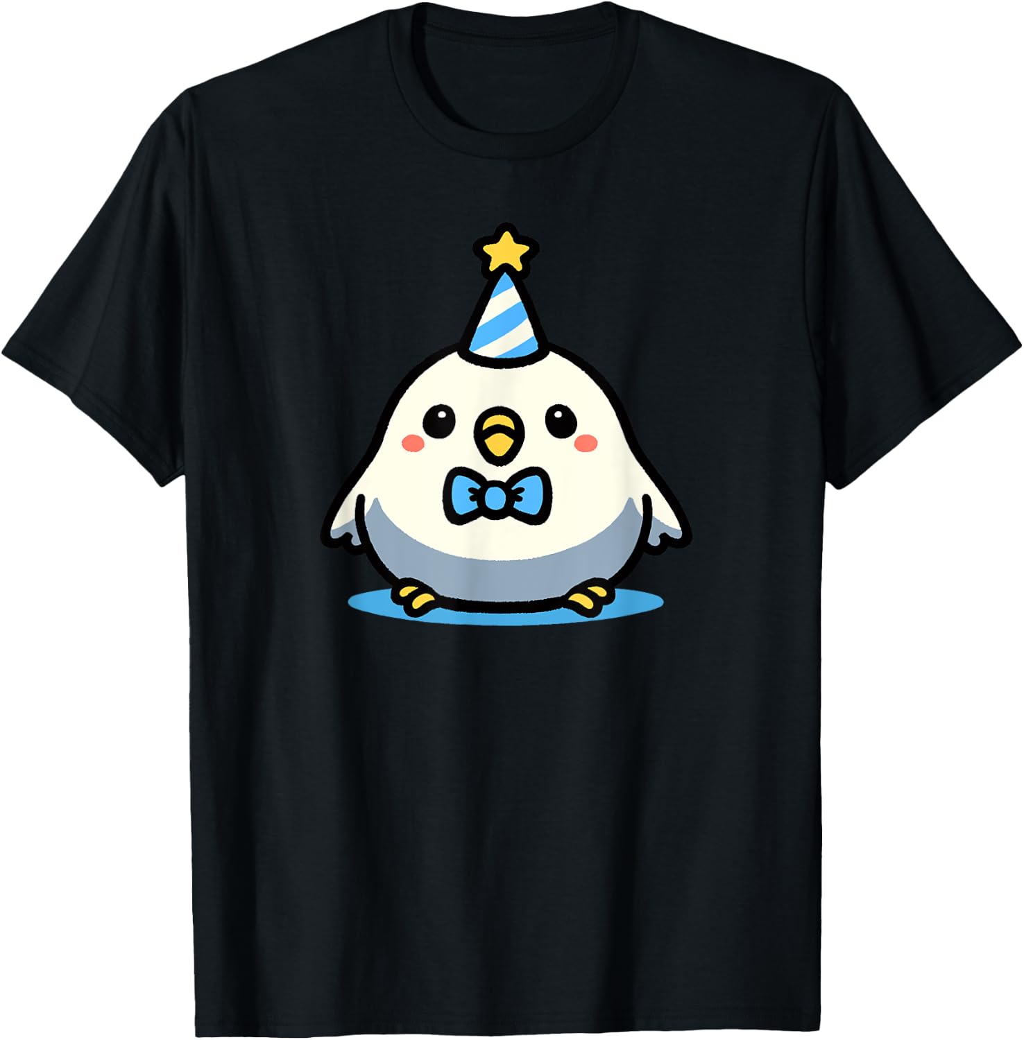 Kawaii Party Budgie Art Cute Parakeet Doodle T-Shirt - T-Shirt | Black