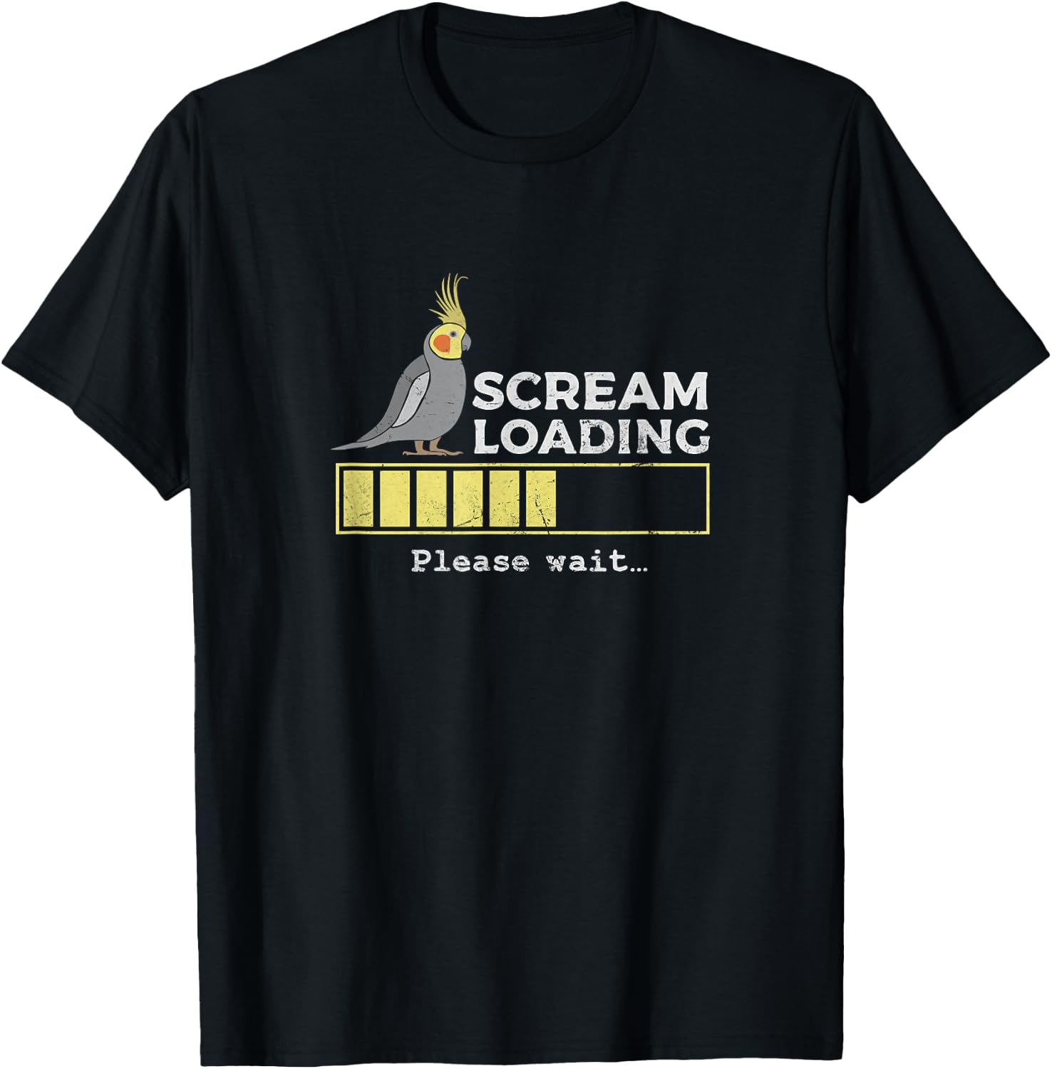 Scream Loading Cockatiel Cockatoo Quarrion Weiro Bird Grunge T-Shirt - T-Shirt | Black